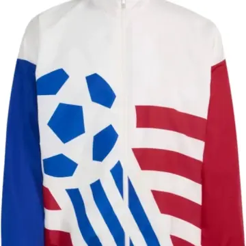 White Blue Red Color Block Track Jacket