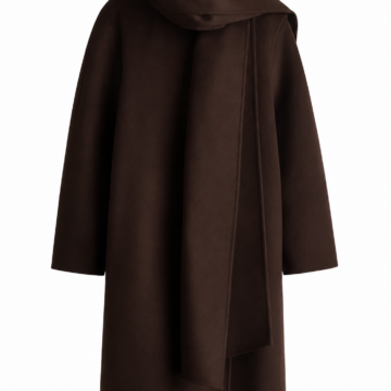 Dark Brown Draped Cowl Neck Longline Coat