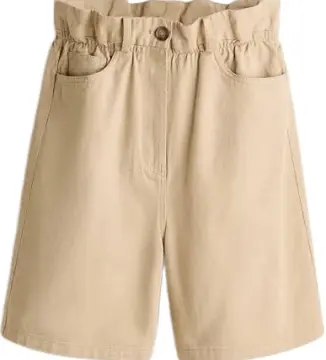 Khaki Paperbag Waist Ruffled Shorts
