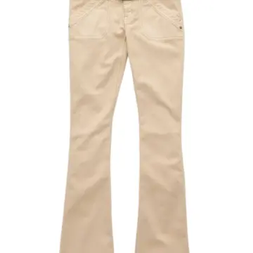 Light Beige High-Rise Flared Pants with Self-Tie Belt and Contrast Stitching