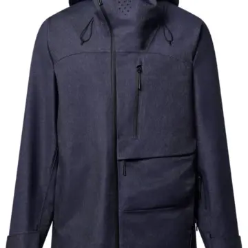 Heathered Navy Hooded Zip Jacket with Chest Pocket