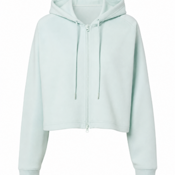 Light Mint Green Cropped Zip-Up Hoodie