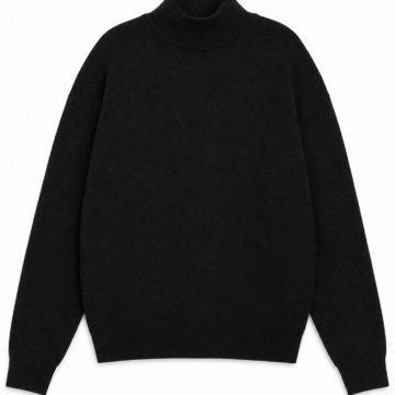 Black Ribbed Turtleneck Sweater