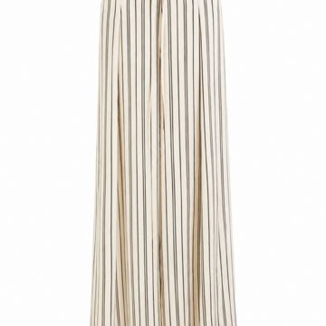 Cream Pinstripe Wide-Leg Pants